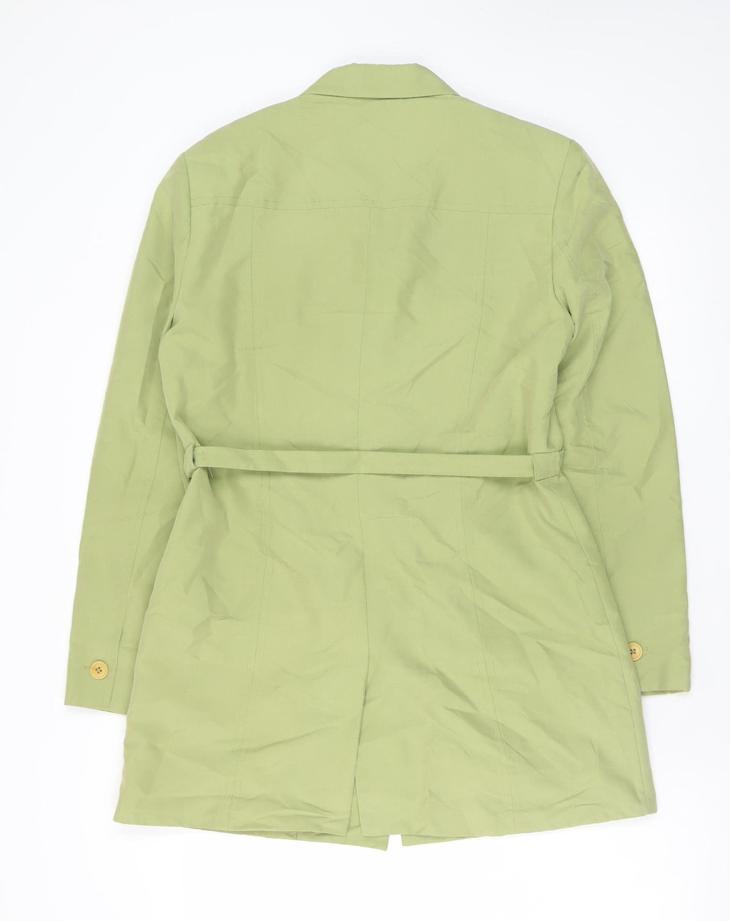 Part Two Women Green Cotton Belted Trench Coat Size 12