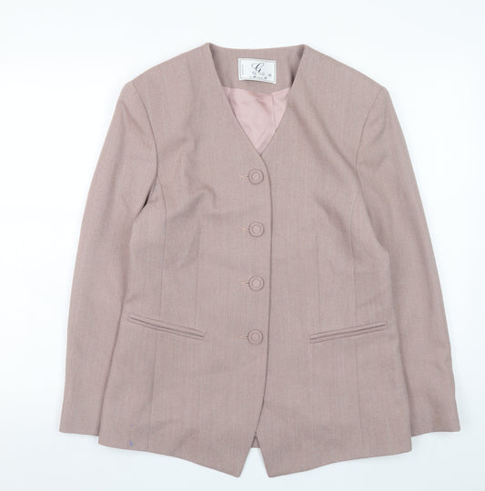 Gold by Michael H Women Pink Wool Blazer Size 12 Classic Formal Jacket