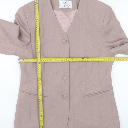 Gold by Michael H Women Pink Wool Blazer Size 12 Classic Formal Jacket