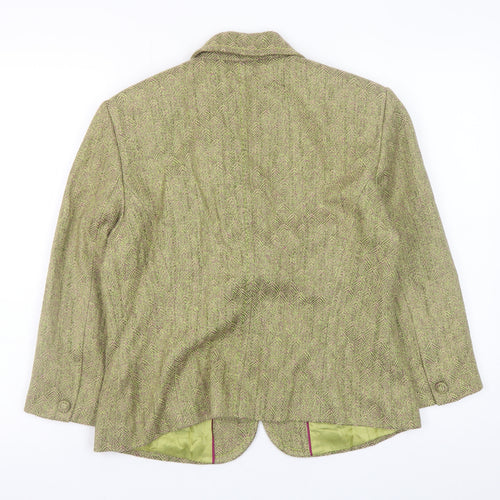 Women's Green Wool Blend Tweed Blazer Jacket Size 14
