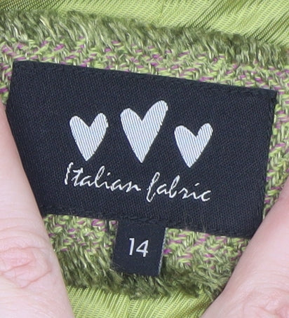 Women's Green Wool Blend Tweed Blazer Jacket Size 14