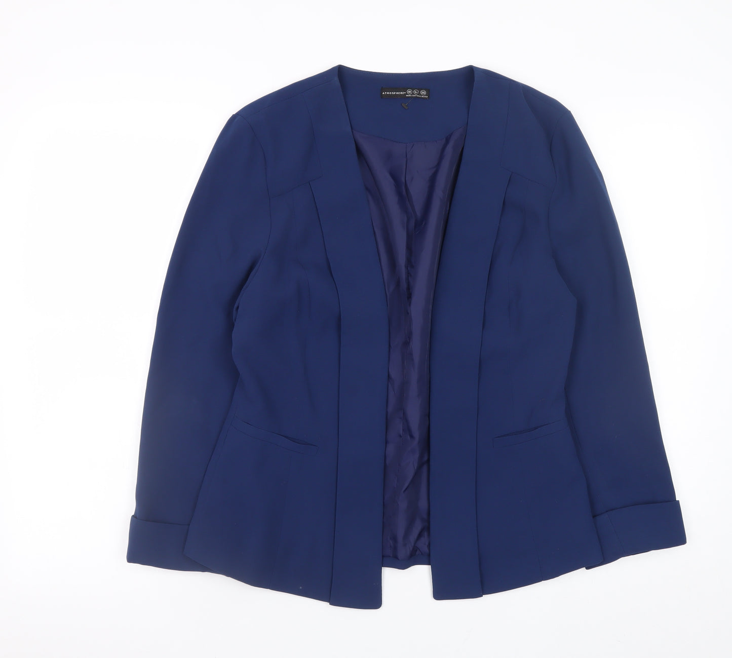 Atmosphere Women Blue Size 10 Tailored Open Front Blazer Jacket