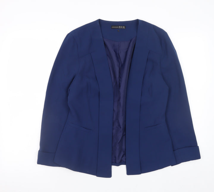 Atmosphere Women Blue Size 10 Tailored Open Front Blazer Jacket