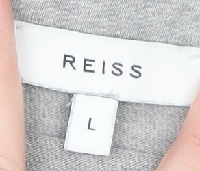 Reiss Men's Grey Collared Half Zip Cotton Jersey T-Shirt Size L