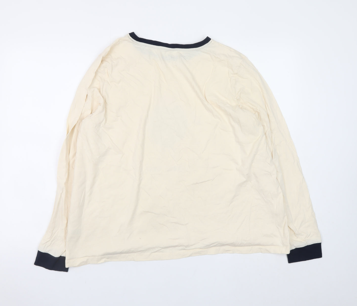 Matalan Women’s Beige Christmas Sprout Pout Long Sleeve Ringer T-Shirt XL