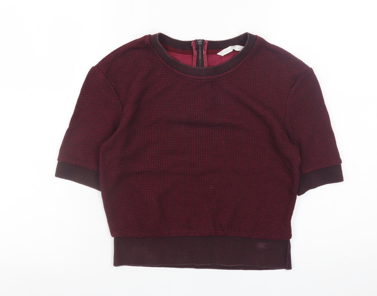 Padini Women's Red Cropped Crew Neck Short Sleeve Top Size M
