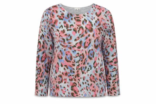 Front view of Forever One Women's Multicoloured Animal Print Long Sleeve Top, size L