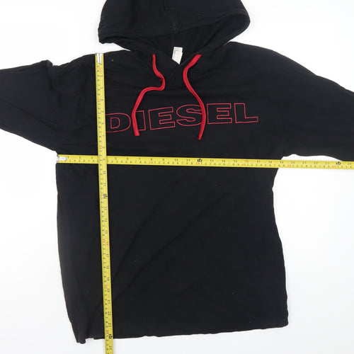 Diesel Men’s Black Hoodie Medium Pullover Logo Cotton Casual Sweatshirt