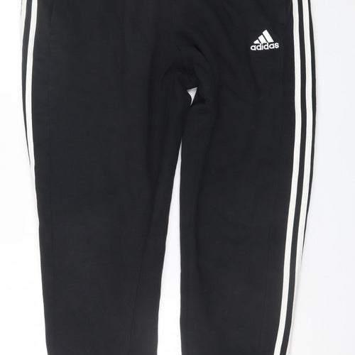 Adidas Men's Black XL Jogger Sweatpants with White Stripes