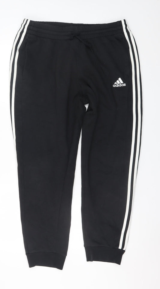 Adidas Men's Black XL Jogger Sweatpants with White Stripes
