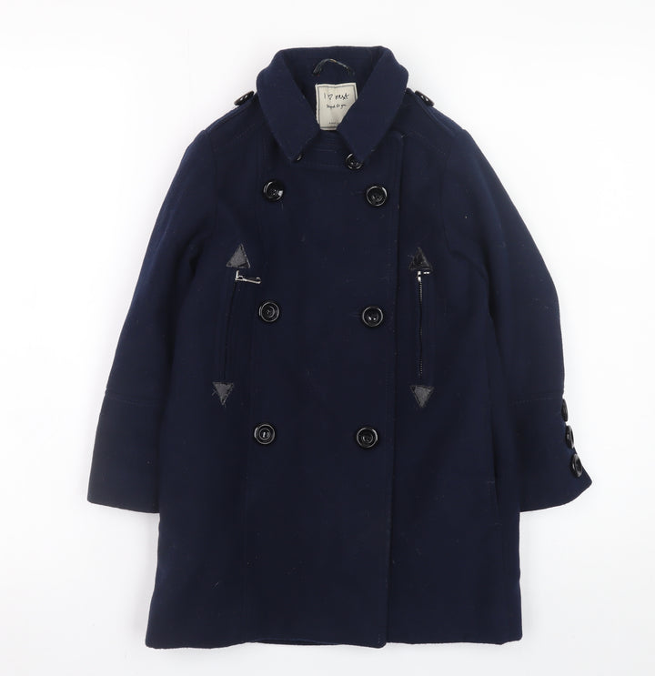 Next Girls Blue Double-Breasted Pea Coat Age 6 Years Lined Button-Up
