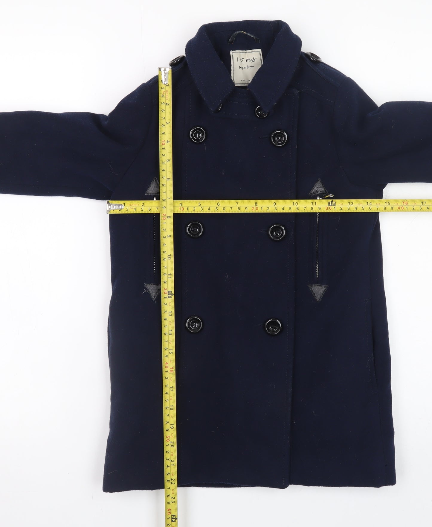 Next Girls Blue Double-Breasted Pea Coat Age 6 Years Lined Button-Up