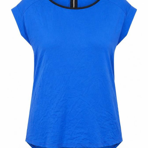 Dorothy Perkins Women's Blue Short Sleeve Zip Back Viscose Blouse Size 12