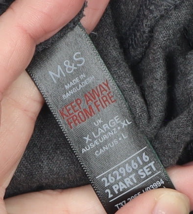Marks and Spencer Mens Grey Bear Pyjama Top XL Cotton Winter Nightwear