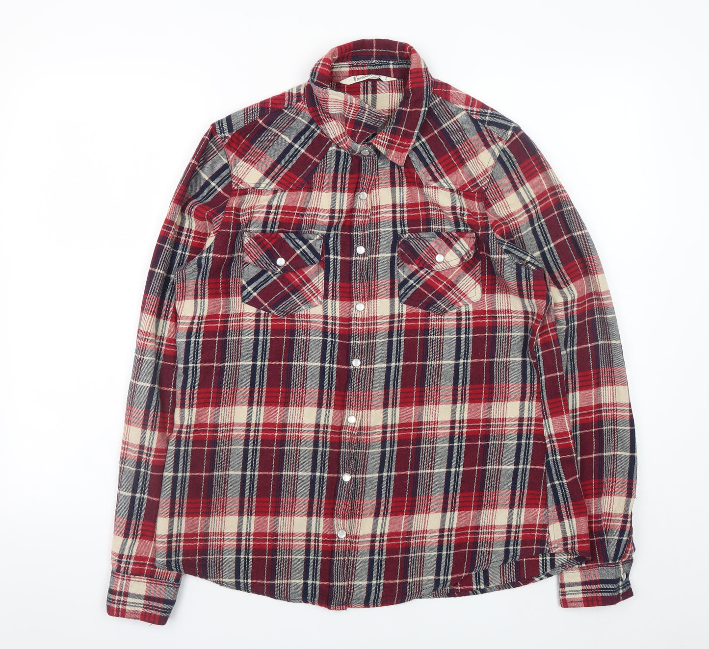 Vanilla Star Men's Red Plaid Cotton Flannel Long Sleeve Shirt Size L
