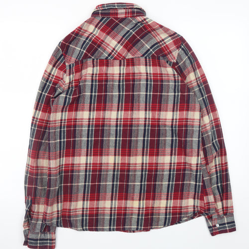 Vanilla Star Men's Red Plaid Cotton Flannel Long Sleeve Shirt Size L