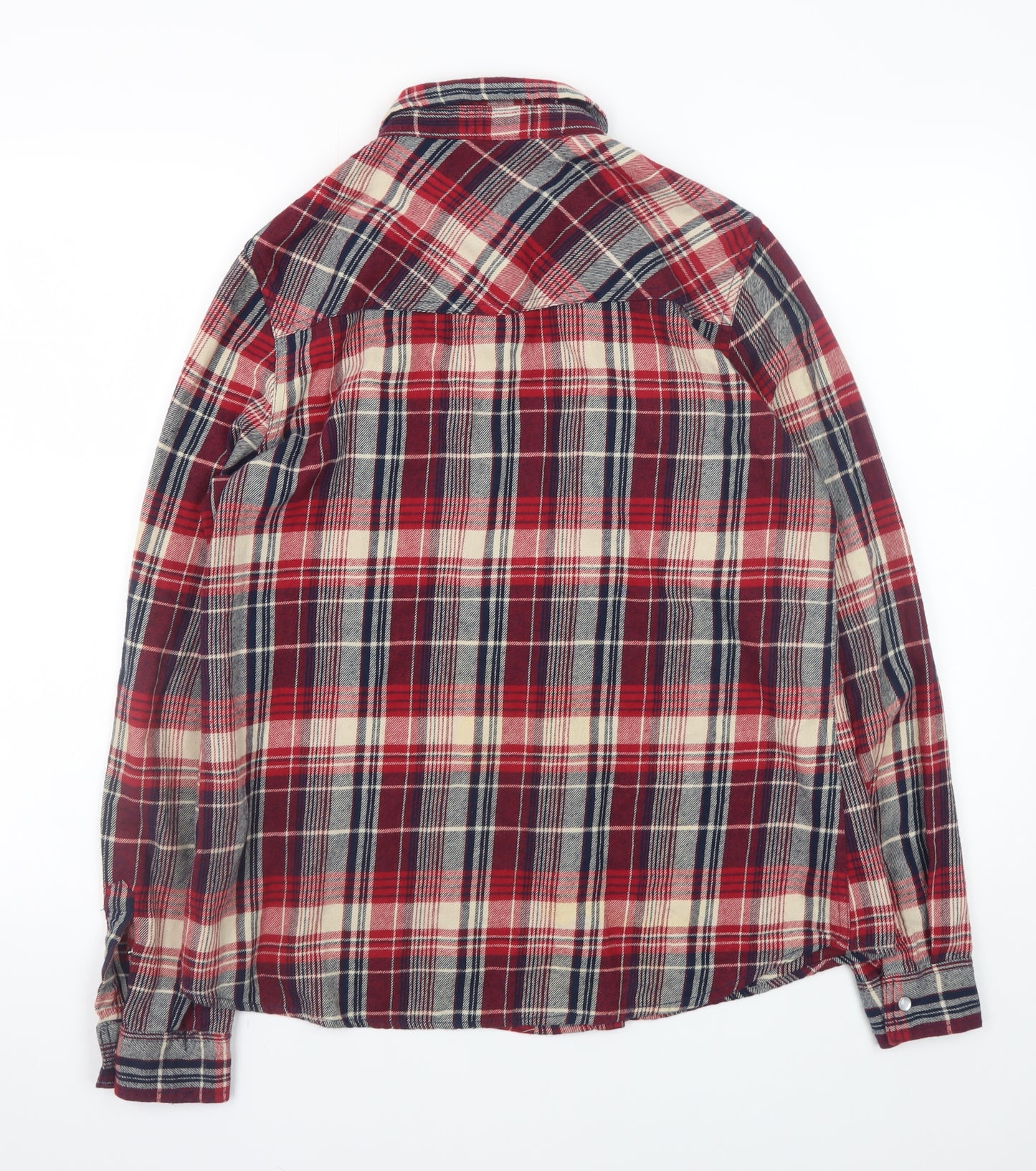 Vanilla Star Men's Red Plaid Cotton Flannel Long Sleeve Shirt Size L