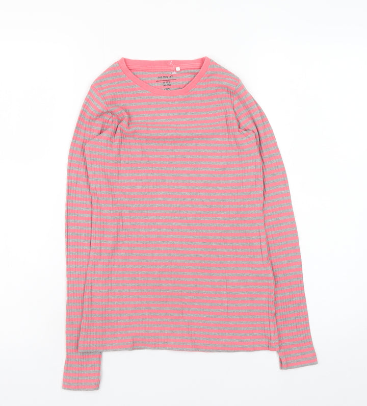 Name It Girls Pink Striped Long Sleeve Cotton Jersey T-Shirt 11-12 Years