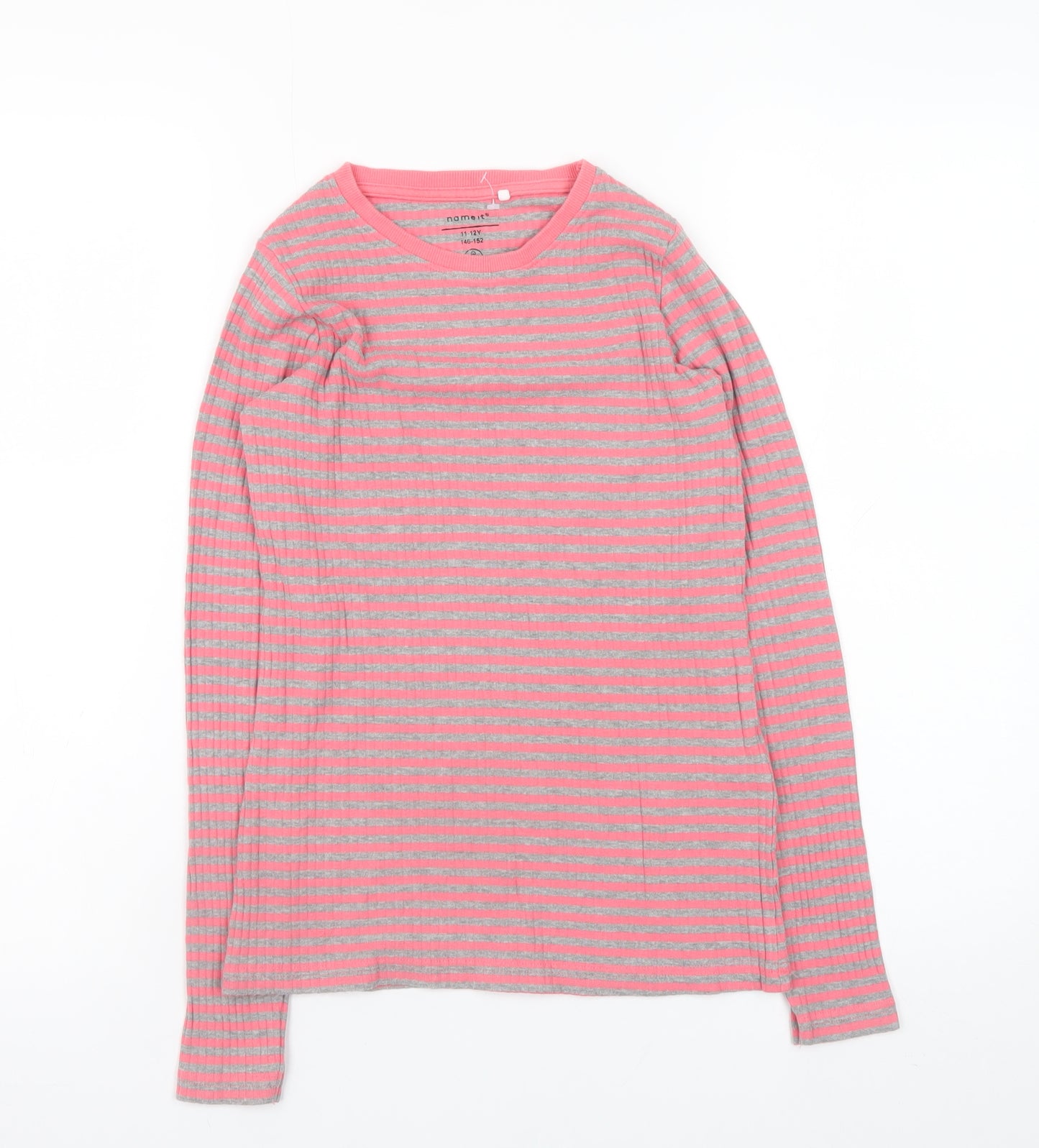 Name It Girls Pink Striped Long Sleeve Cotton Jersey T-Shirt 11-12 Years