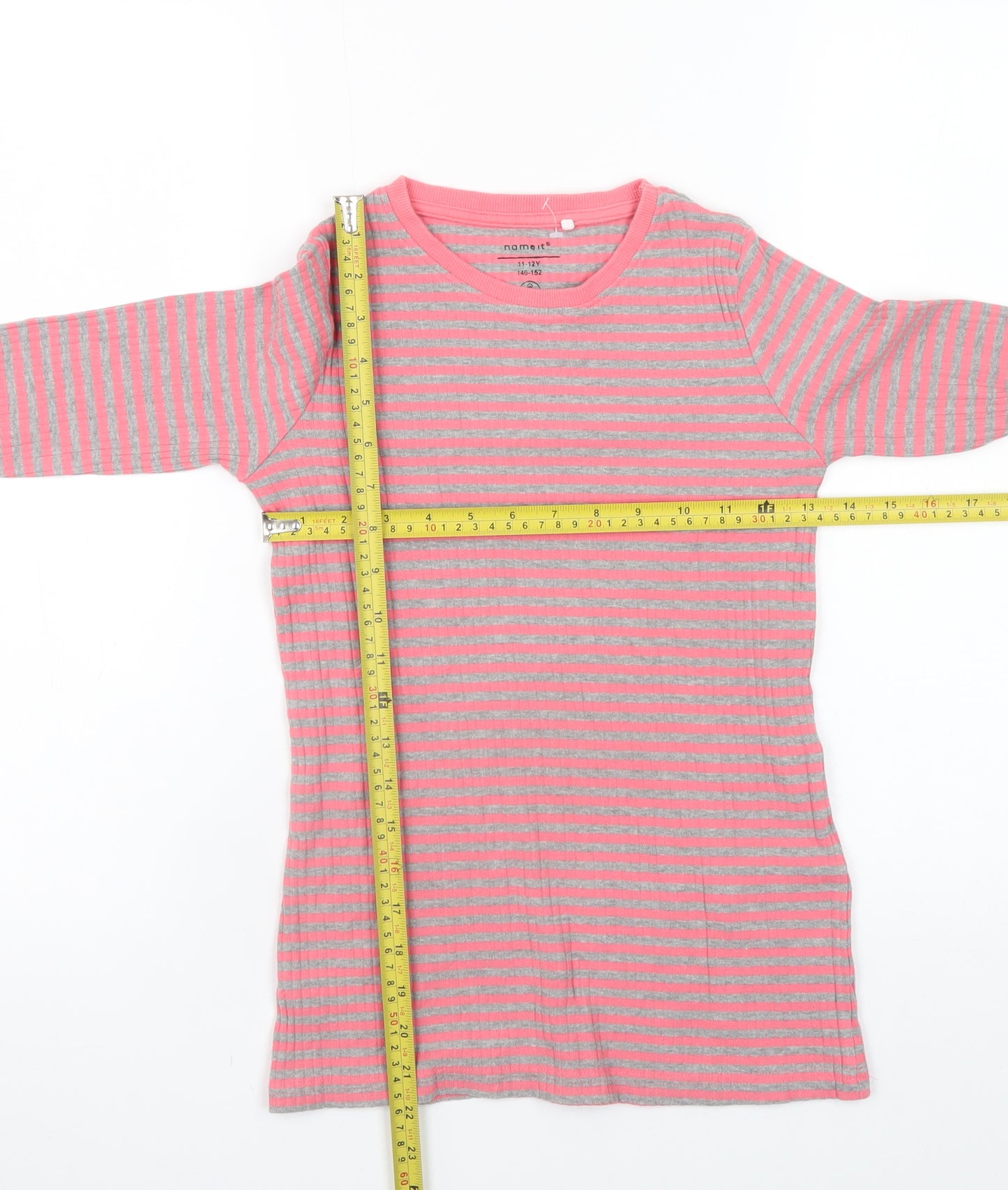 Name It Girls Pink Striped Long Sleeve Cotton Jersey T-Shirt 11-12 Years