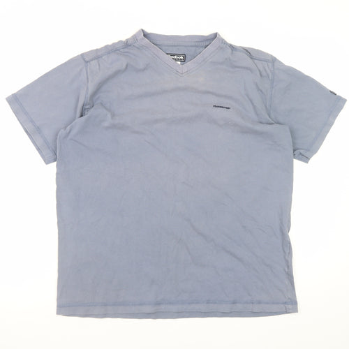 Reebok Men's Blue V-Neck Short Sleeve Cotton T-Shirt Size L