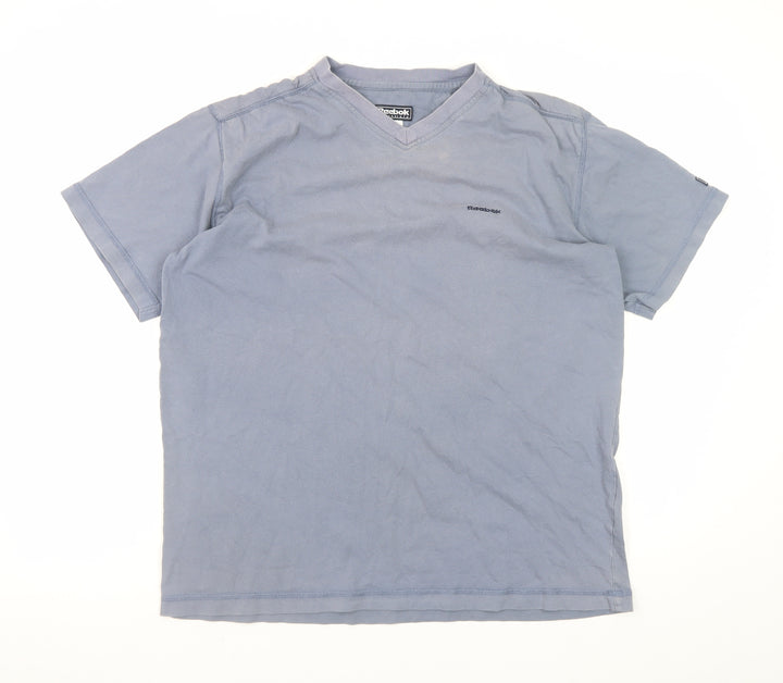 Reebok Men's Blue V-Neck Short Sleeve Cotton T-Shirt Size L