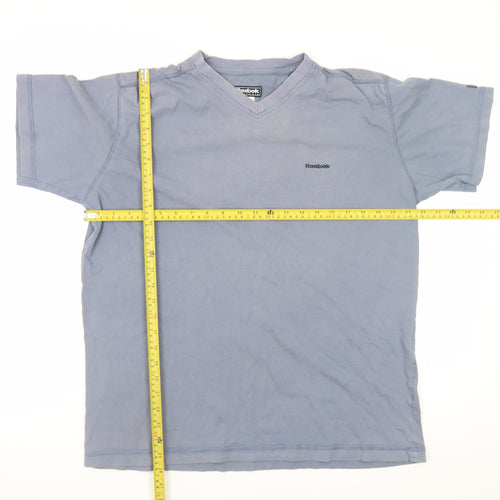 Reebok Men's Blue V-Neck Short Sleeve Cotton T-Shirt Size L