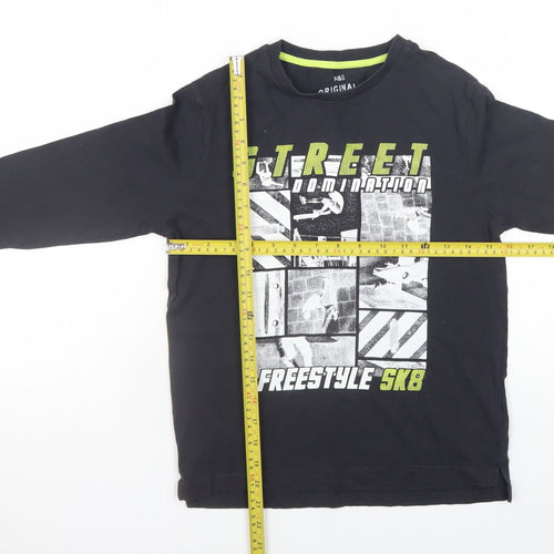 Marks and Spencer Boys Black Long Sleeve Skate Graphic T-Shirt 10-11 Years
