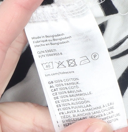 H&M Women's White Striped Long Sleeve Pullover Sweatshirt XL Cotton