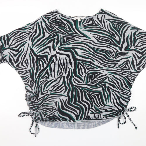 Apricot Womens Grey Zebra Print Dolman Sleeve Stretch Top Size 8