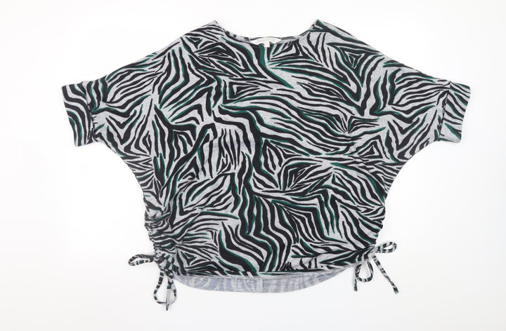 Apricot Womens Grey Zebra Print Dolman Sleeve Stretch Top Size 8