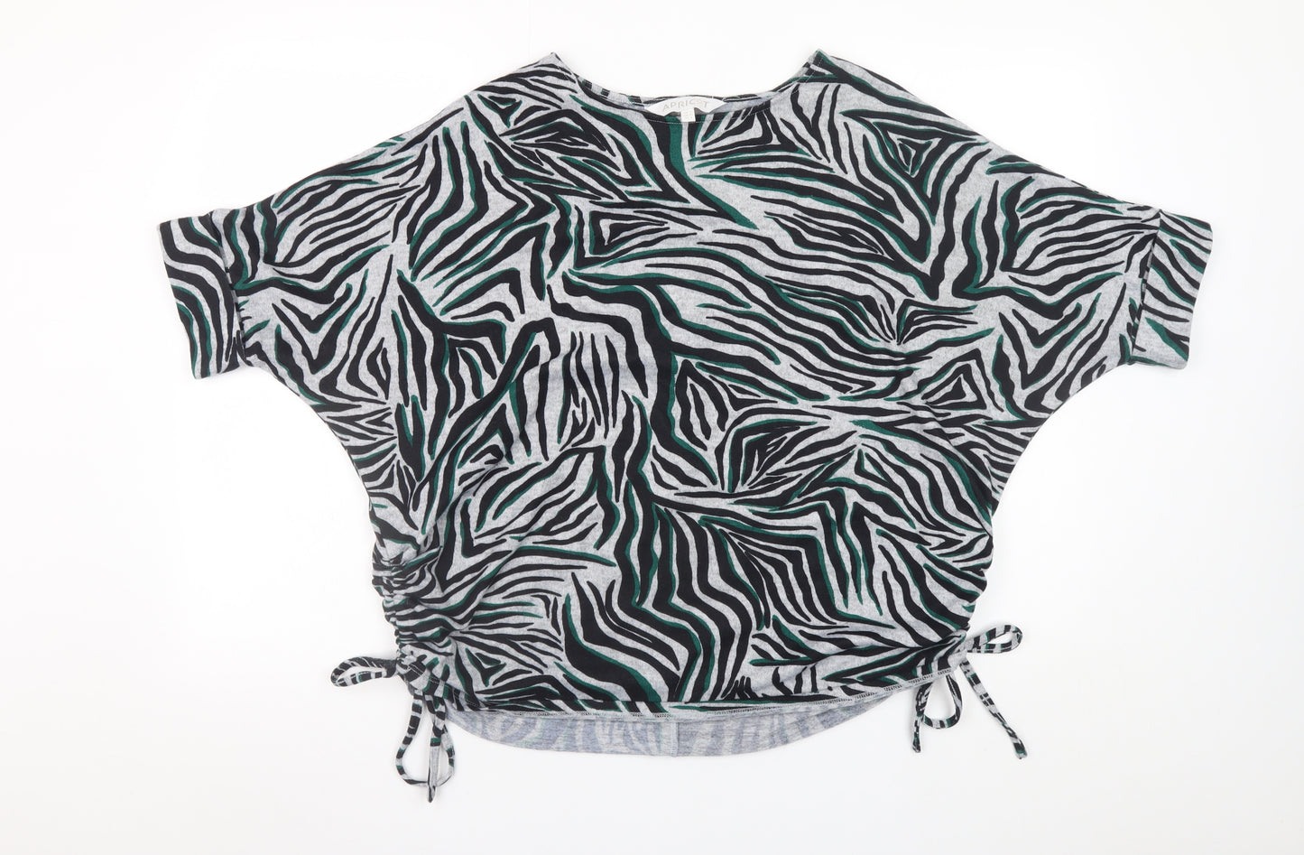 Apricot Womens Grey Zebra Print Dolman Sleeve Stretch Top Size 8