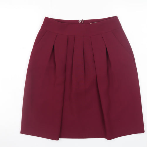 Papaya Women's Red Pleated Knee Length Polyester Skirt Size 8