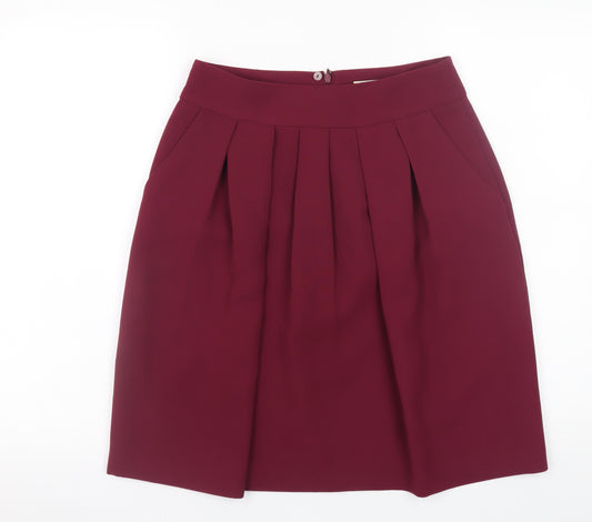 Papaya Women's Red Pleated Knee Length Polyester Skirt Size 8