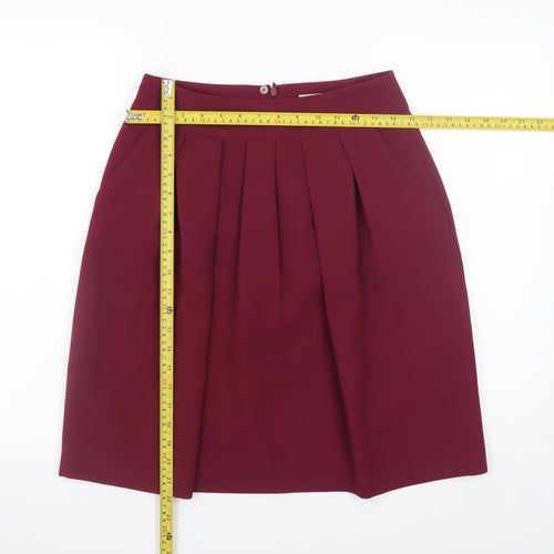 Papaya Women's Red Pleated Knee Length Polyester Skirt Size 8