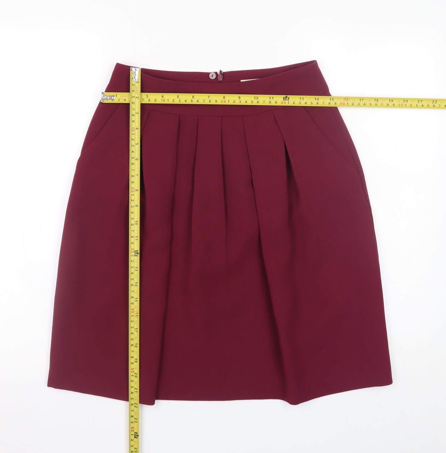 Papaya Women's Red Pleated Knee Length Polyester Skirt Size 8