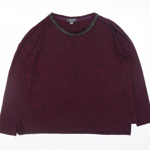 Primark Women's Purple Beaded Neck Long Sleeve Knit Blouse Size L