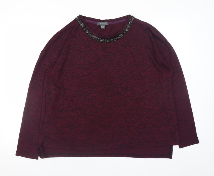 Primark Women's Purple Beaded Neck Long Sleeve Knit Blouse Size L