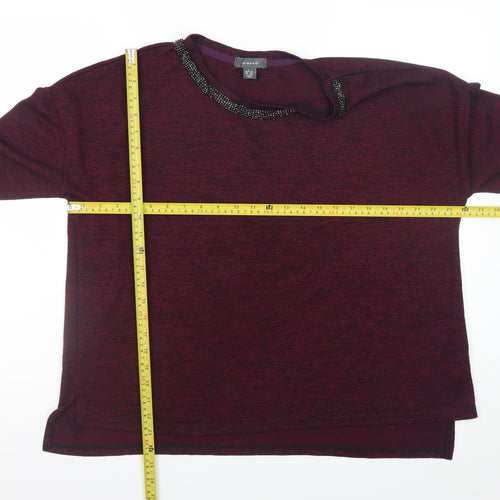Primark Women's Purple Beaded Neck Long Sleeve Knit Blouse Size L