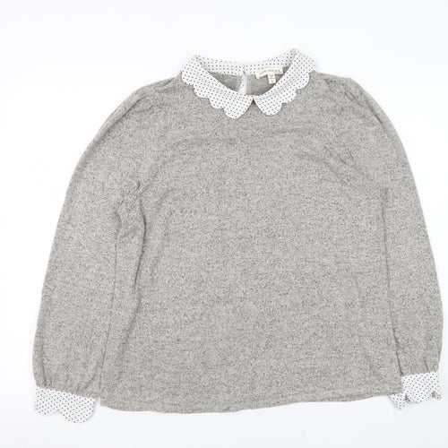 Faith and Joy Women’s Grey Collared Long Sleeve Blouse Size L