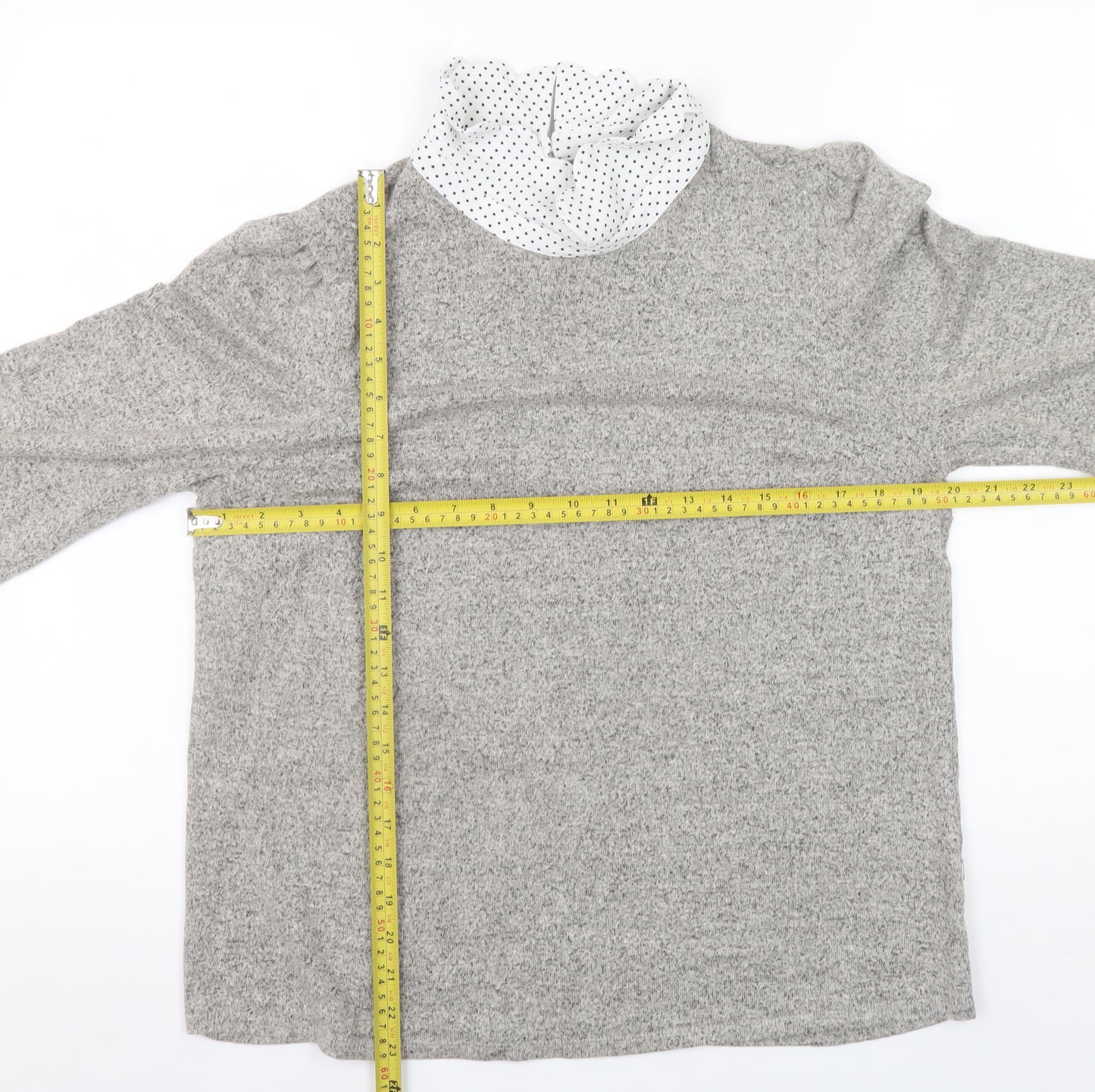 Faith and Joy Women’s Grey Collared Long Sleeve Blouse Size L