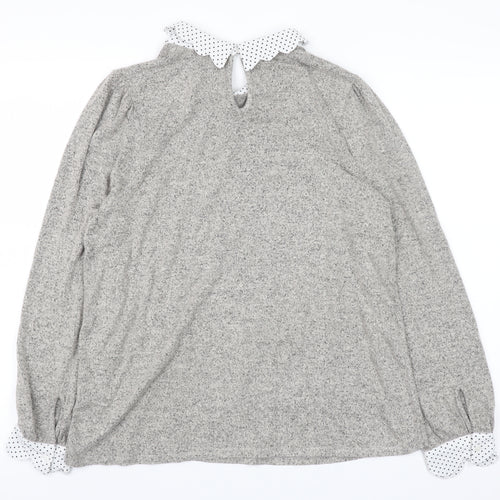 Faith and Joy Women’s Grey Collared Long Sleeve Blouse Size L