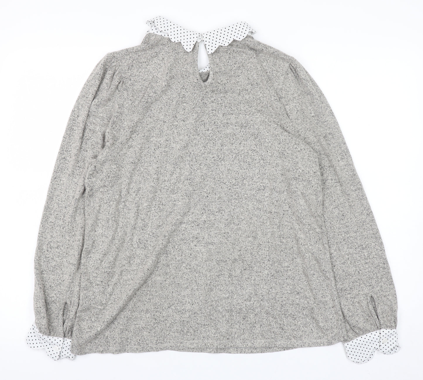 Faith and Joy Women’s Grey Collared Long Sleeve Blouse Size L