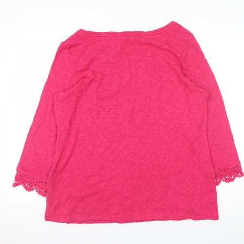 Marks and Spencer Womens Pink Cotton Crochet Trim Tunic Blouse UK 16