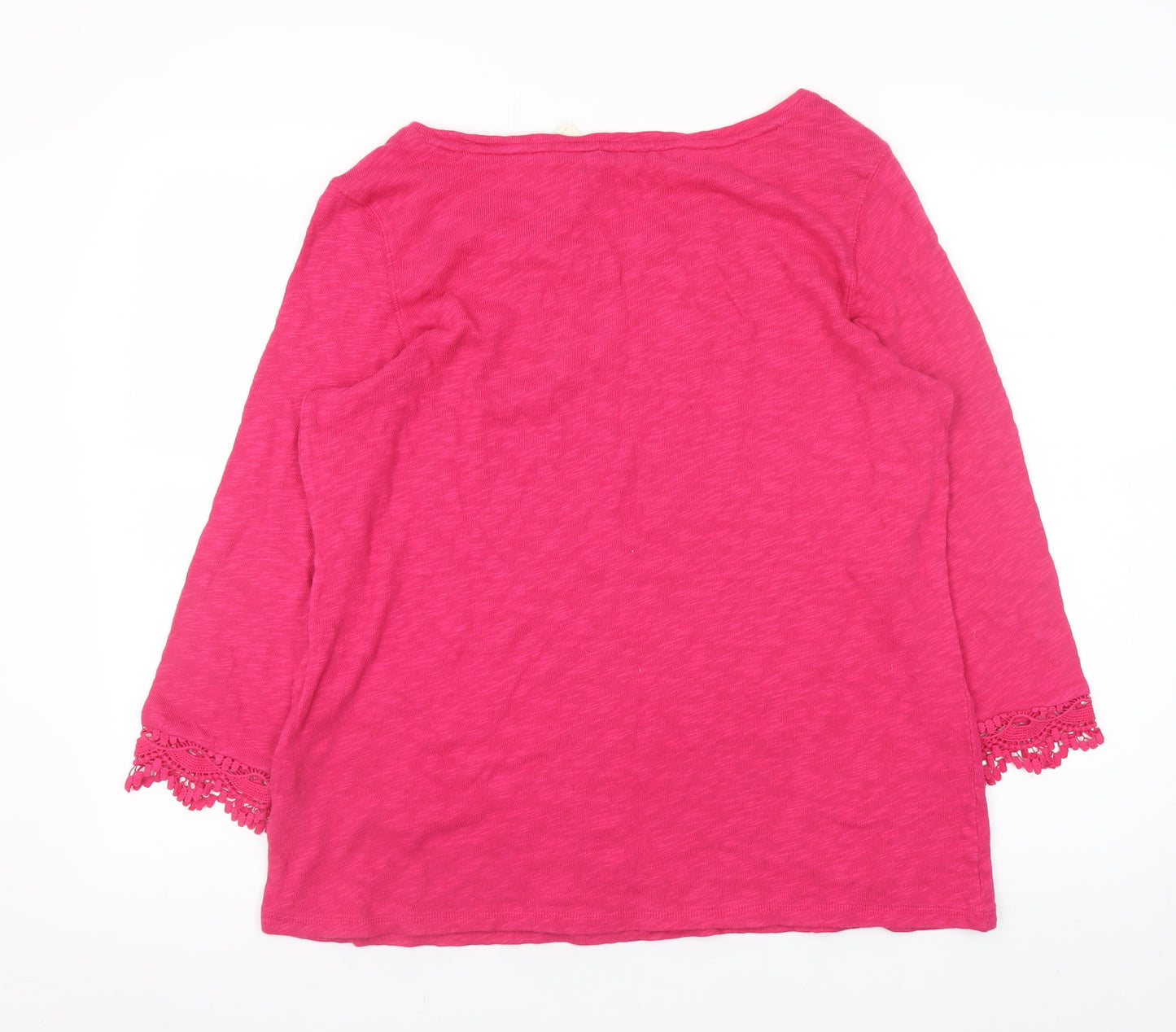 Marks and Spencer Womens Pink Cotton Crochet Trim Tunic Blouse UK 16