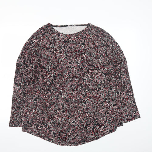 Papaya Women’s Black Red Paisley Long Sleeve Tunic Top Size L