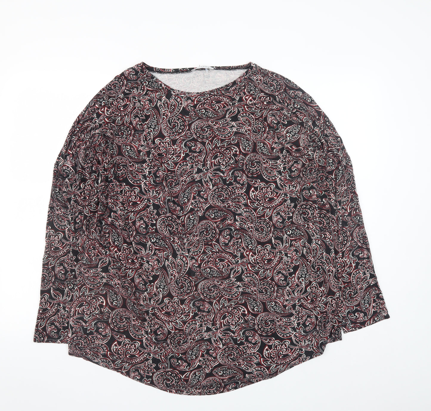 Papaya Women’s Black Red Paisley Long Sleeve Tunic Top Size L