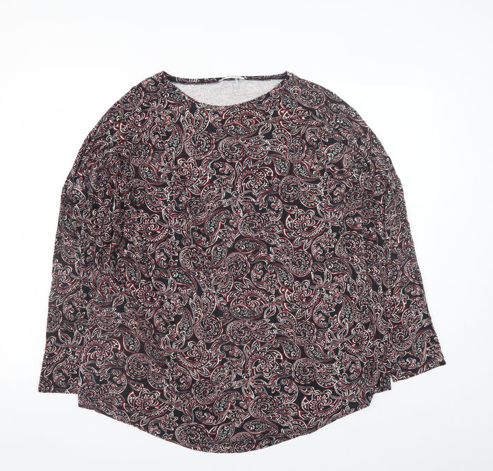 Papaya Women’s Black Red Paisley Long Sleeve Tunic Top Size L