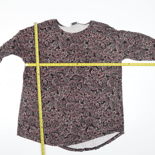 Papaya Women’s Black Red Paisley Long Sleeve Tunic Top Size L