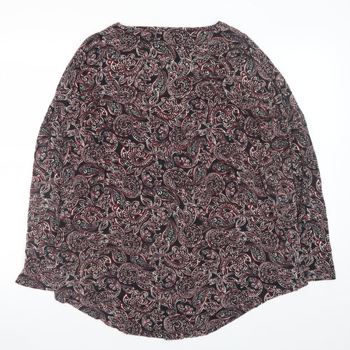 Papaya Women’s Black Red Paisley Long Sleeve Tunic Top Size L